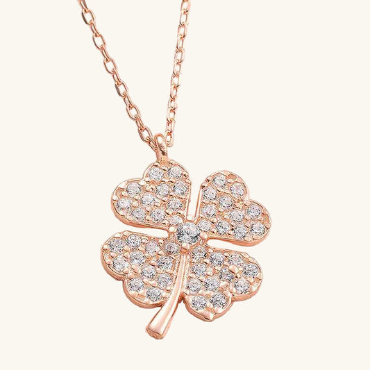 Rose Plated Four-Leaf Clover Women's Silver Pendant