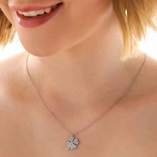Four-Leaf Clover Women's Silver Necklace