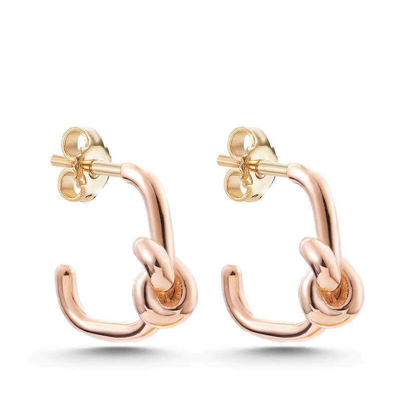 Knot Women's Rose Plated Silver Earrings