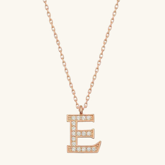 Rose Plated E Letter Women's Silver Necklace