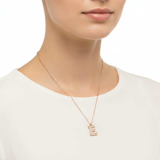 Rosévergoldete Damen-Silberkette mit Buchstaben E