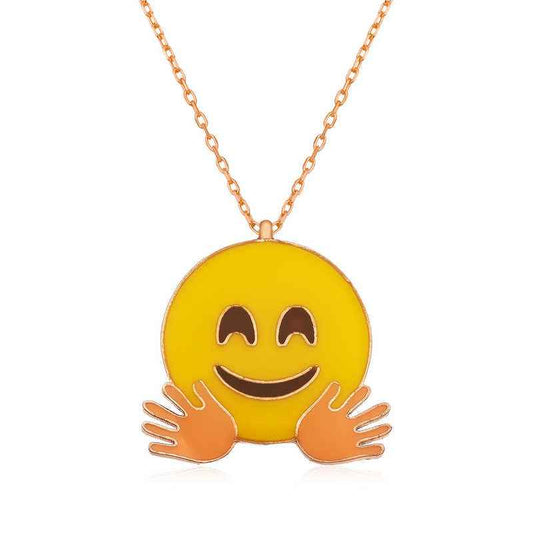 Rose Plated Waving Emoji Women's Silver Necklace