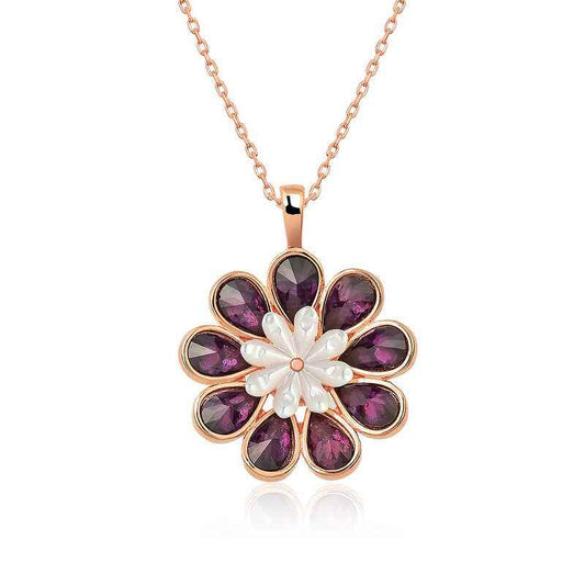 Rose Gold Plated Judas Flower Silver Necklace