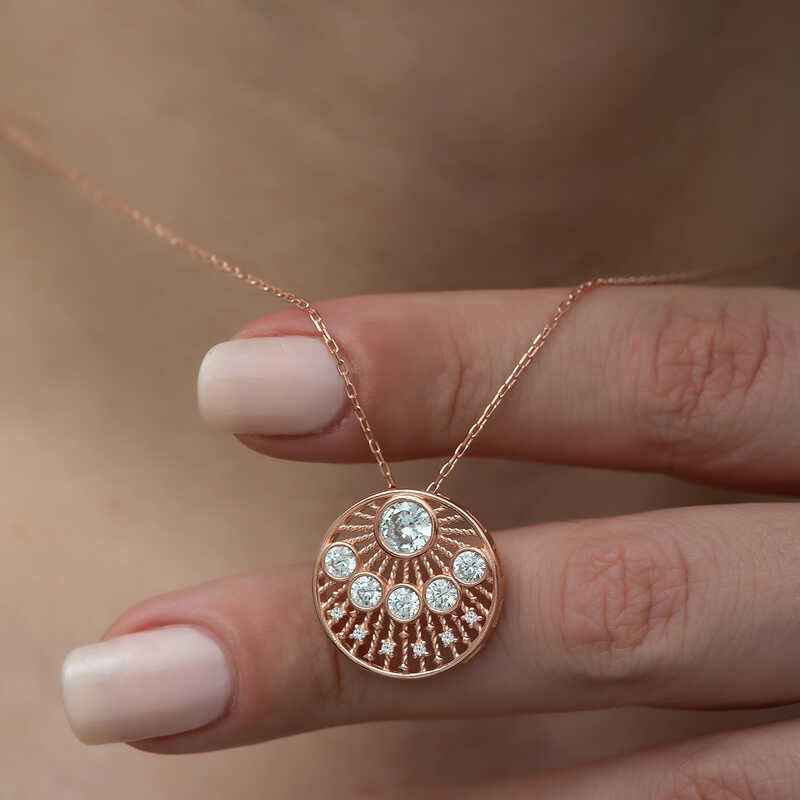 Rose Gold Plated Ethnic Pattern Women's Silver Necklace