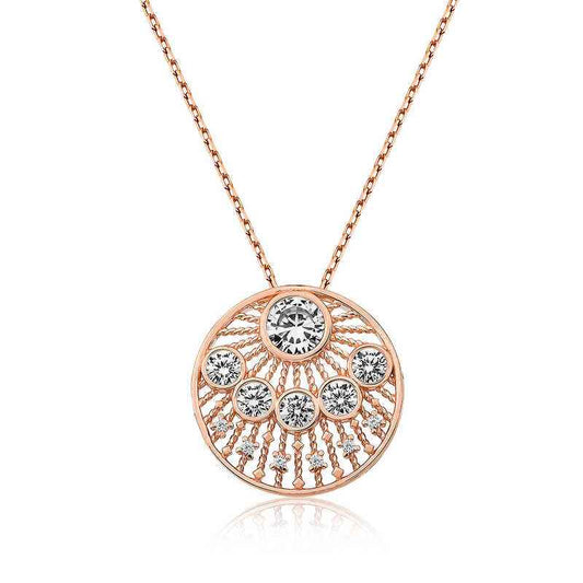 Rose Gold Plated Ethnic Pattern Women's Silver Necklace
