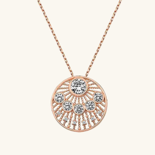 Rose Gold Plated Ethnic Pattern Women's Silver Necklace