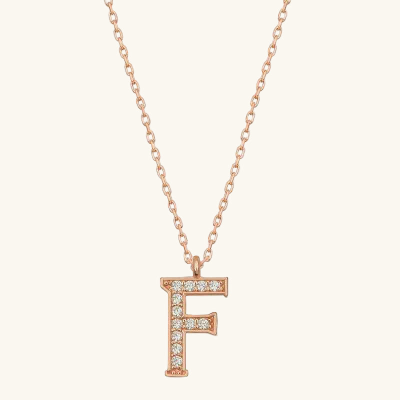 Rose Plated F Letter Women's Silver Necklace