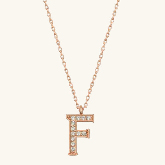Rose Plated F Letter Women's Silver Necklace