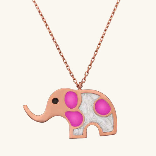 Rose Plated Elephant Women's Silver Necklace