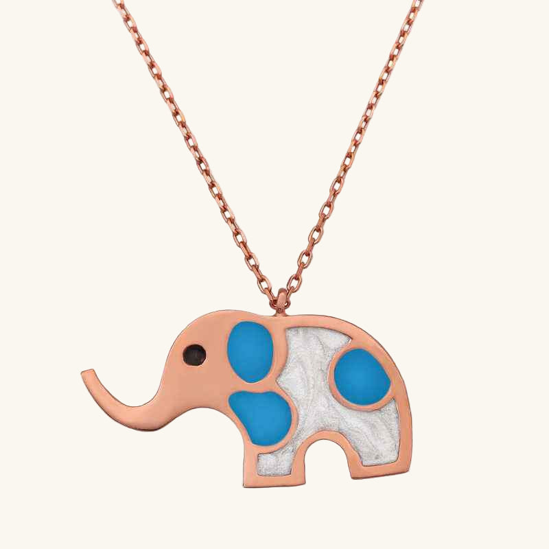 Rose Plated Elephant Women's Silver Necklace