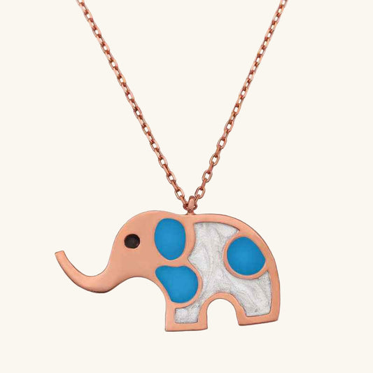 Rose Plated Elephant Women's Silver Necklace