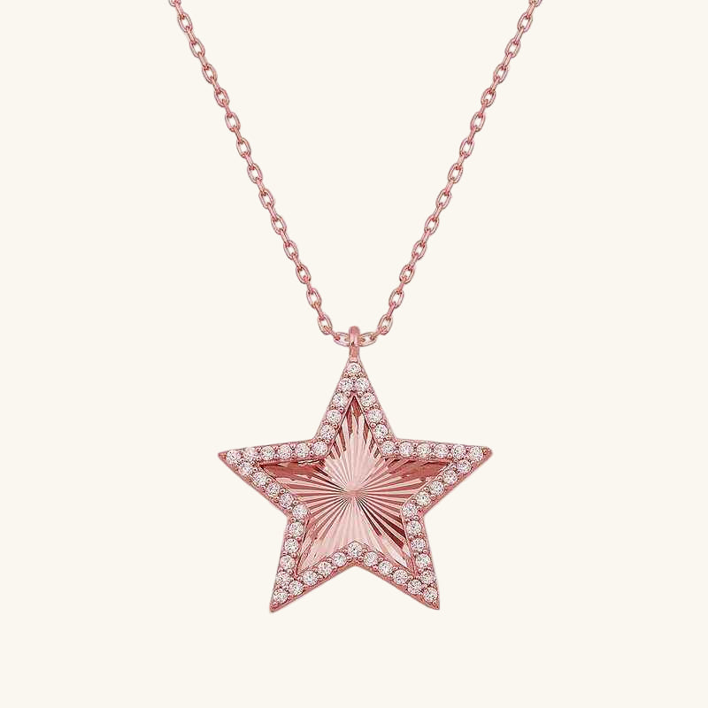 Rose Plated Frill Pattern Star Women's Silver Pendant