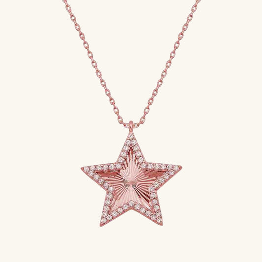 Rose Plated Frill Pattern Star Women's Silver Pendant