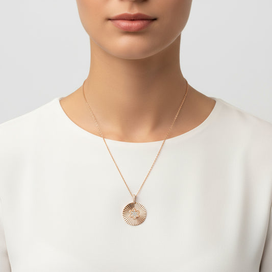 Rose Gold Plated Frilled Flower Women's Silver Necklace