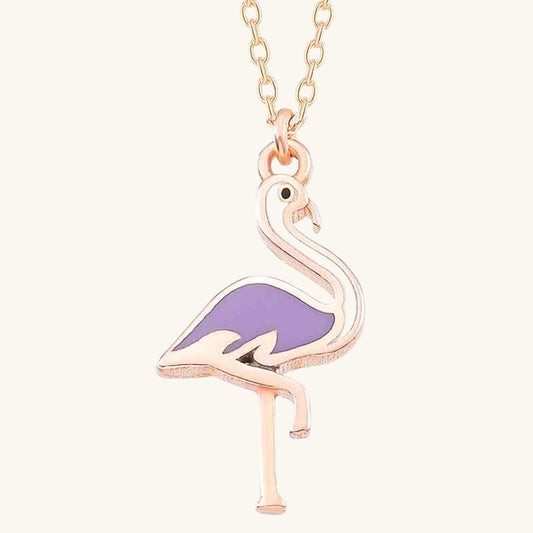 Rose Plated Flamingo Women's Silver Necklace