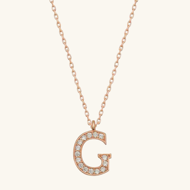Rose Plated G Letter Women's Silver Necklace