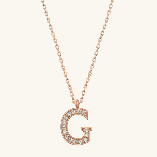 Rose Plated G Letter Women's Silver Necklace