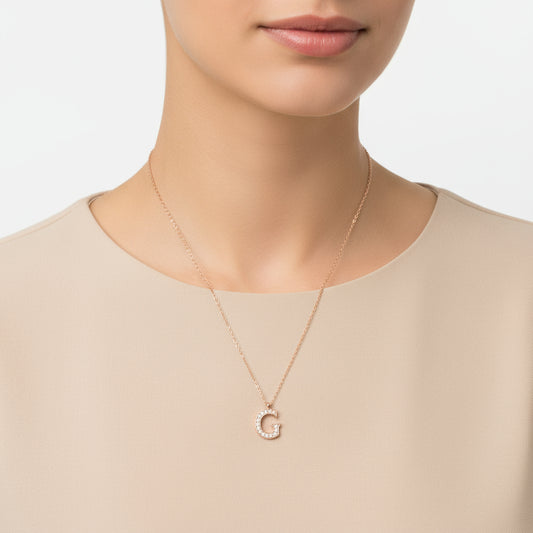 Rosévergoldete Damen-Silberkette mit G-Buchstaben