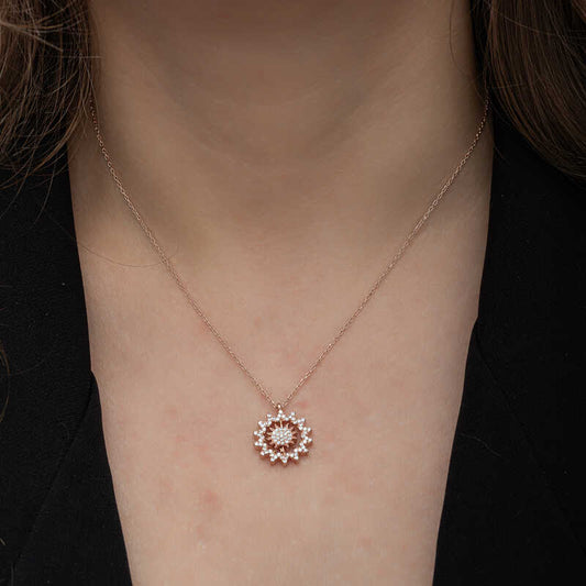Rose Sun Women's Silver Necklace