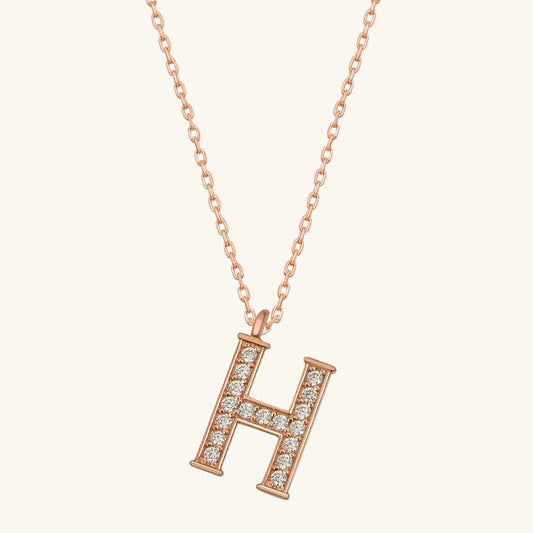 Rosévergoldete Damen-Silberkette mit H-Buchstaben