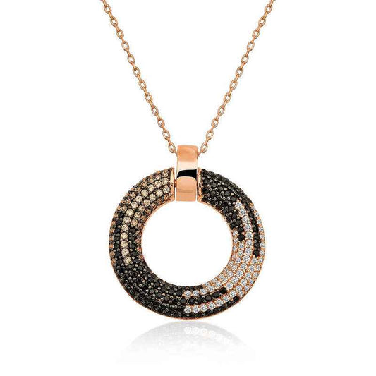 Rose Gold Plated Ring Women's Silver Necklace