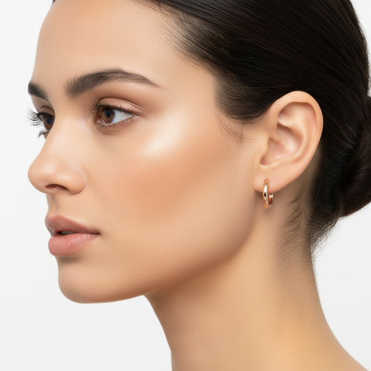 Rose Plated Hoop Women's Silver Earrings