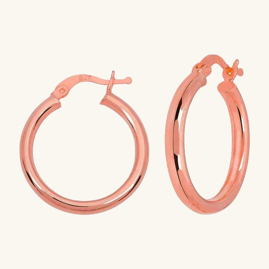 Rose Plated Hoop Women's Silver Earrings