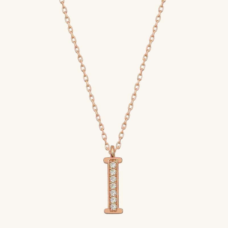 Rose Plated I Letter Women's Silver Necklace