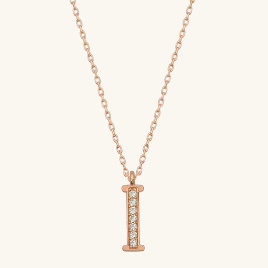 Rose Plated I Letter Women's Silver Necklace