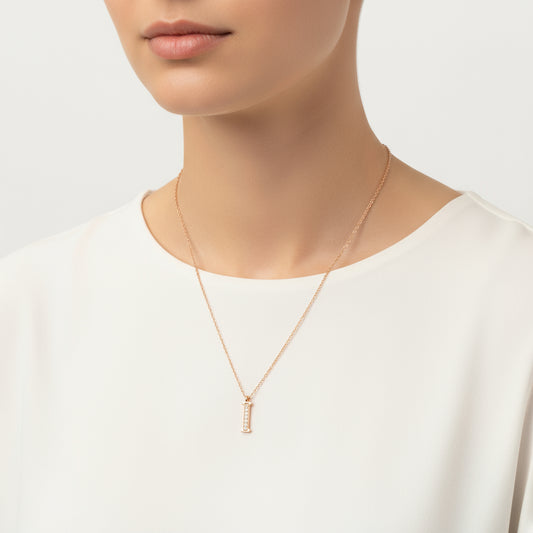 Rosévergoldete Damen-Silberkette mit Buchstaben „I“