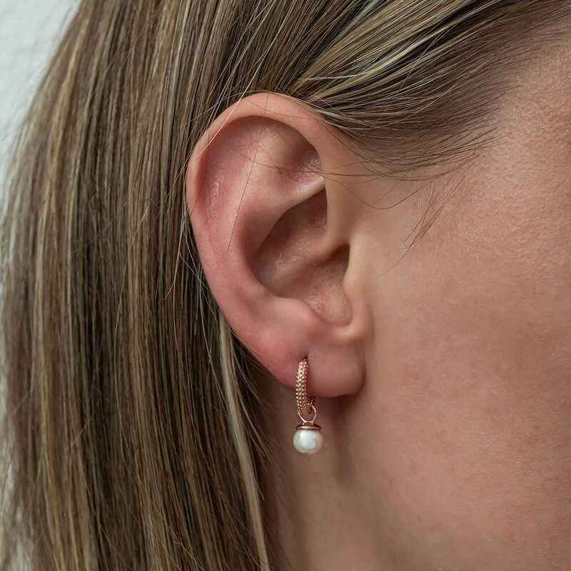 Rose Plated Pearl Women's Silver Earrings