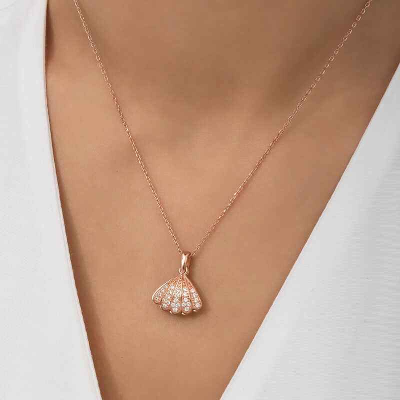 Pearl Oyster Women's Rose Plated Silver Necklace