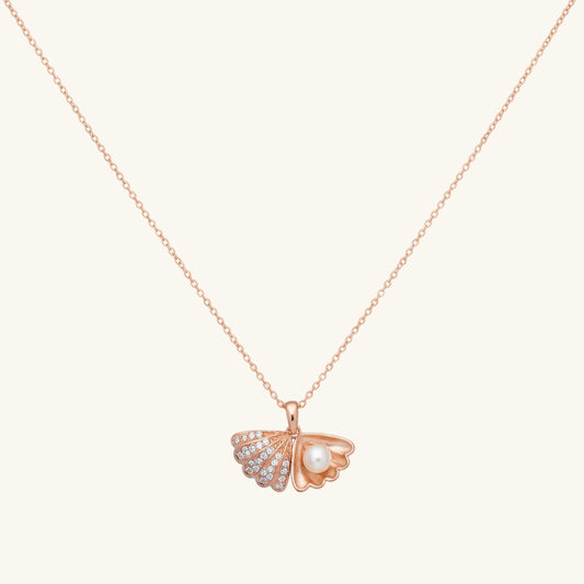 Pearl Oyster Women's Rose Plated Silver Necklace