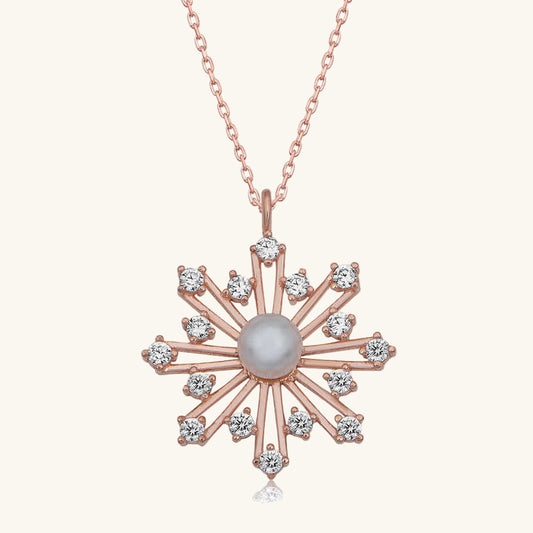 Perlen-Schneeflocken-Rose-Plattierte Damen-Silberkette