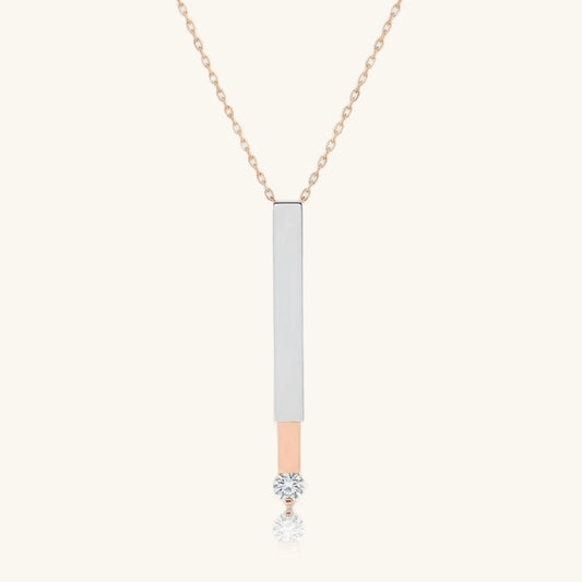 Nameable Bar Women's Rose Plated Silver Necklace