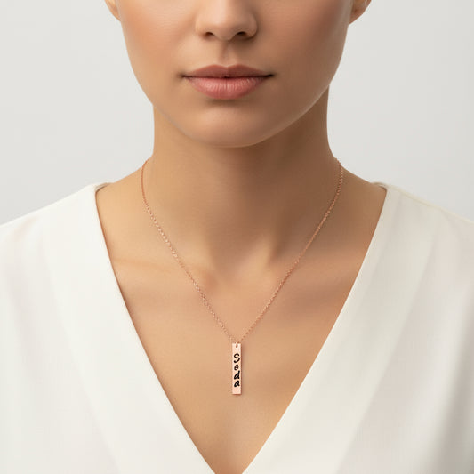 Rosévergoldete Damen-Silberkette mit Namensschild