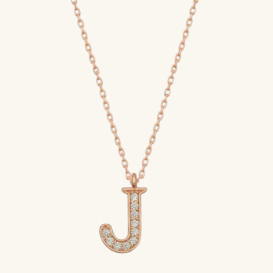 Rose Plated J Letter Women's Silver Pendant
