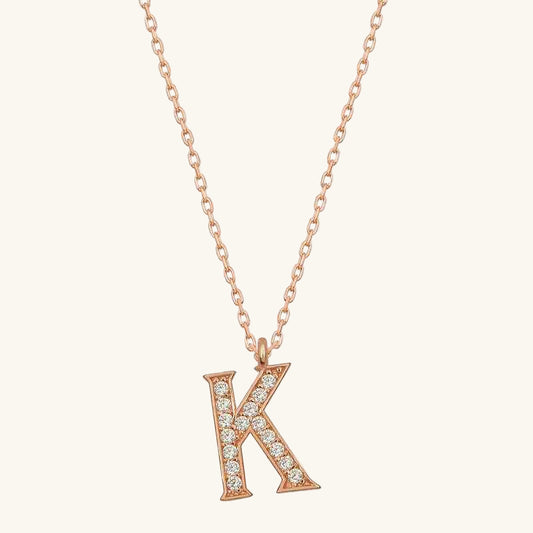 Rose Plated K Letter Women's Silver Necklace