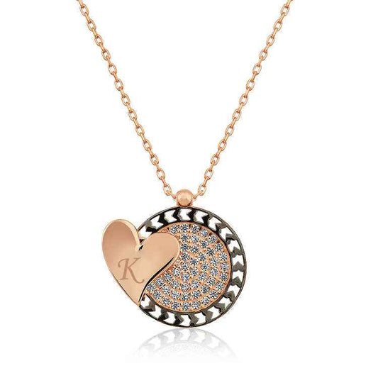 Rose Plated Heart to Heart Silver Pendant