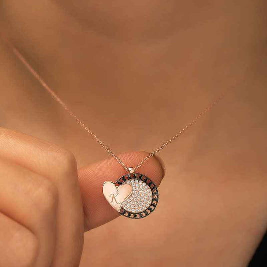 Rose Plated Heart to Heart Silver Pendant