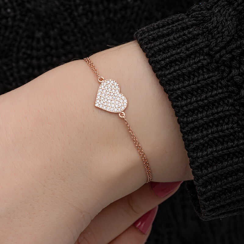 Rose Heart Women's Silver Bracelet