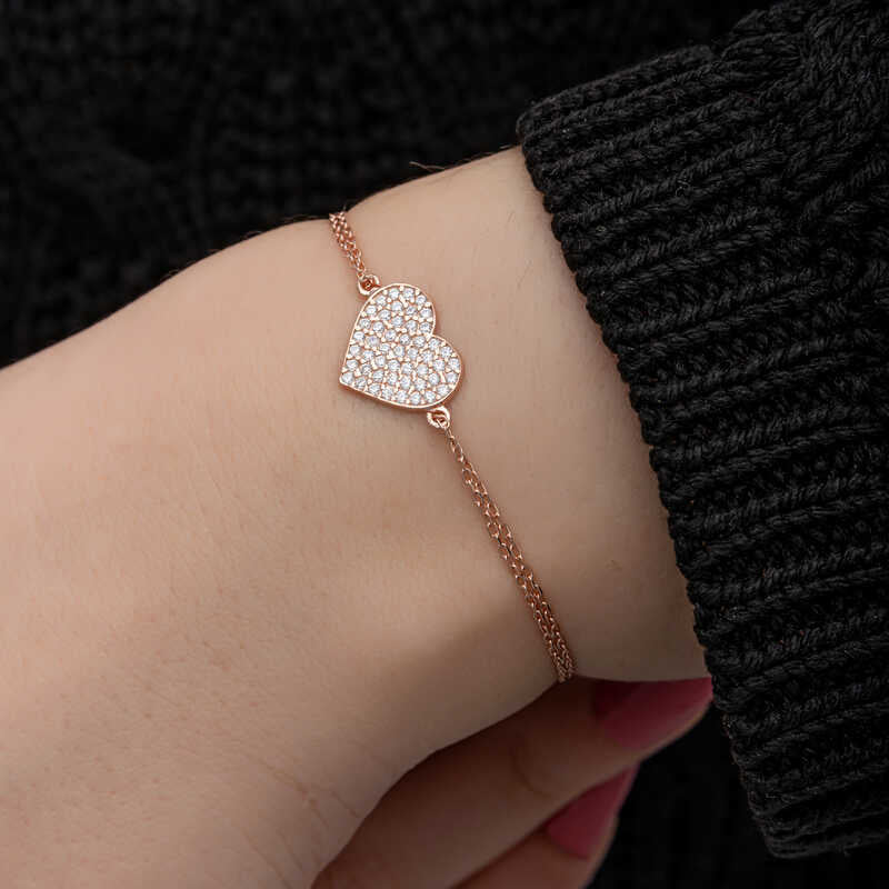 Rose Heart Women's Silver Bracelet