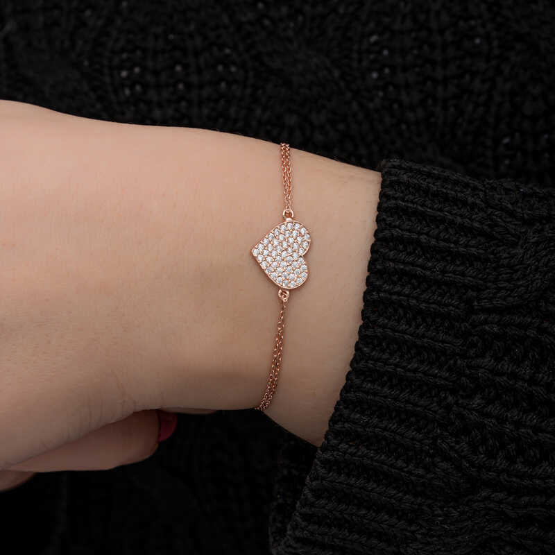 Rose Heart Women's Silver Bracelet
