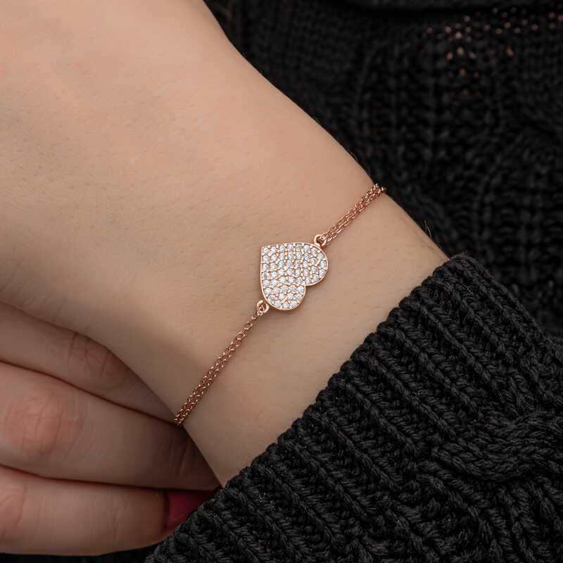 Rose Heart Women's Silver Bracelet