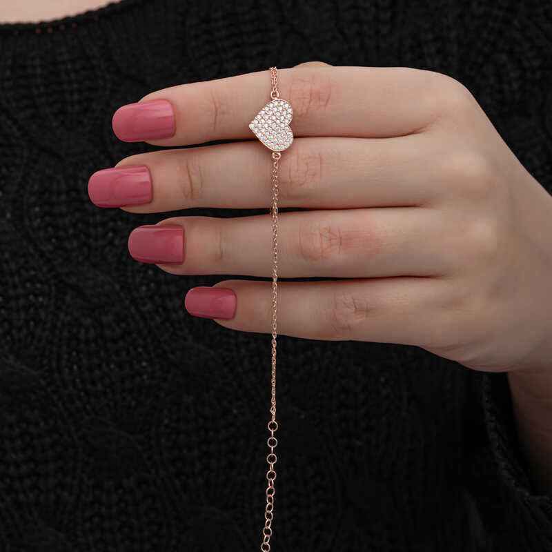 Rose Heart Women's Silver Bracelet