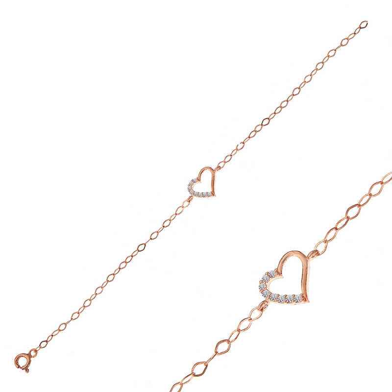 Rose Heart Women's Silver Bracelet