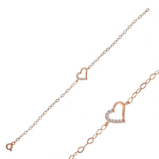 Rose Heart Women's Silver Bracelet