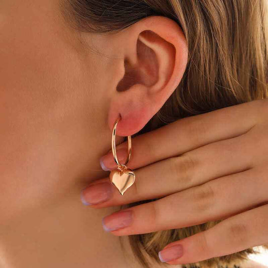 Heart Dangle Rose Plated Women's Silver Earrings