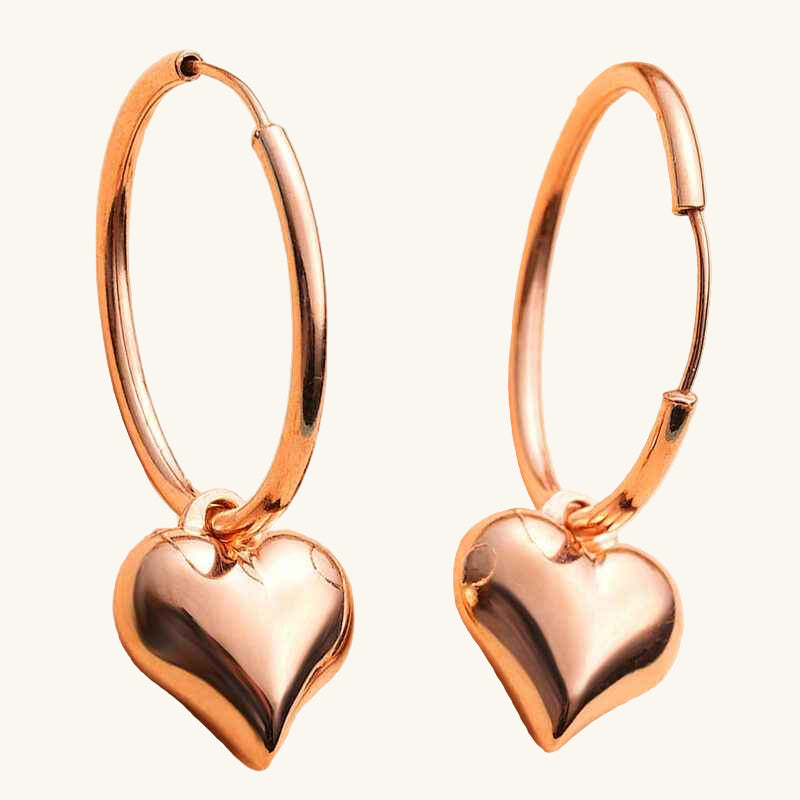 Heart Dangle Rose Plated Women's Silver Earrings