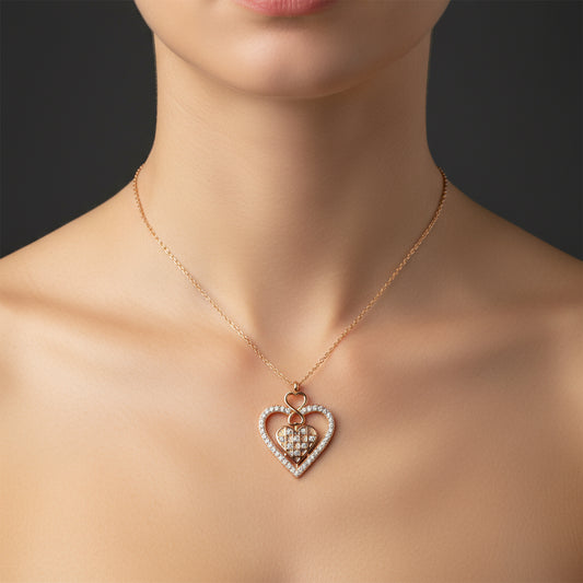 Rose Heart Infinity Women's Silver Necklace